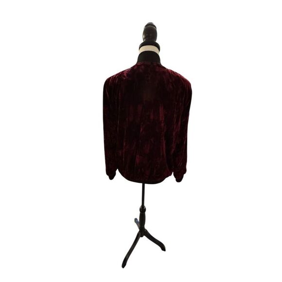 Romeo & Juliet Couture Women's S Burgundy Velvet Bomber Jacket - Picture 4 of 10